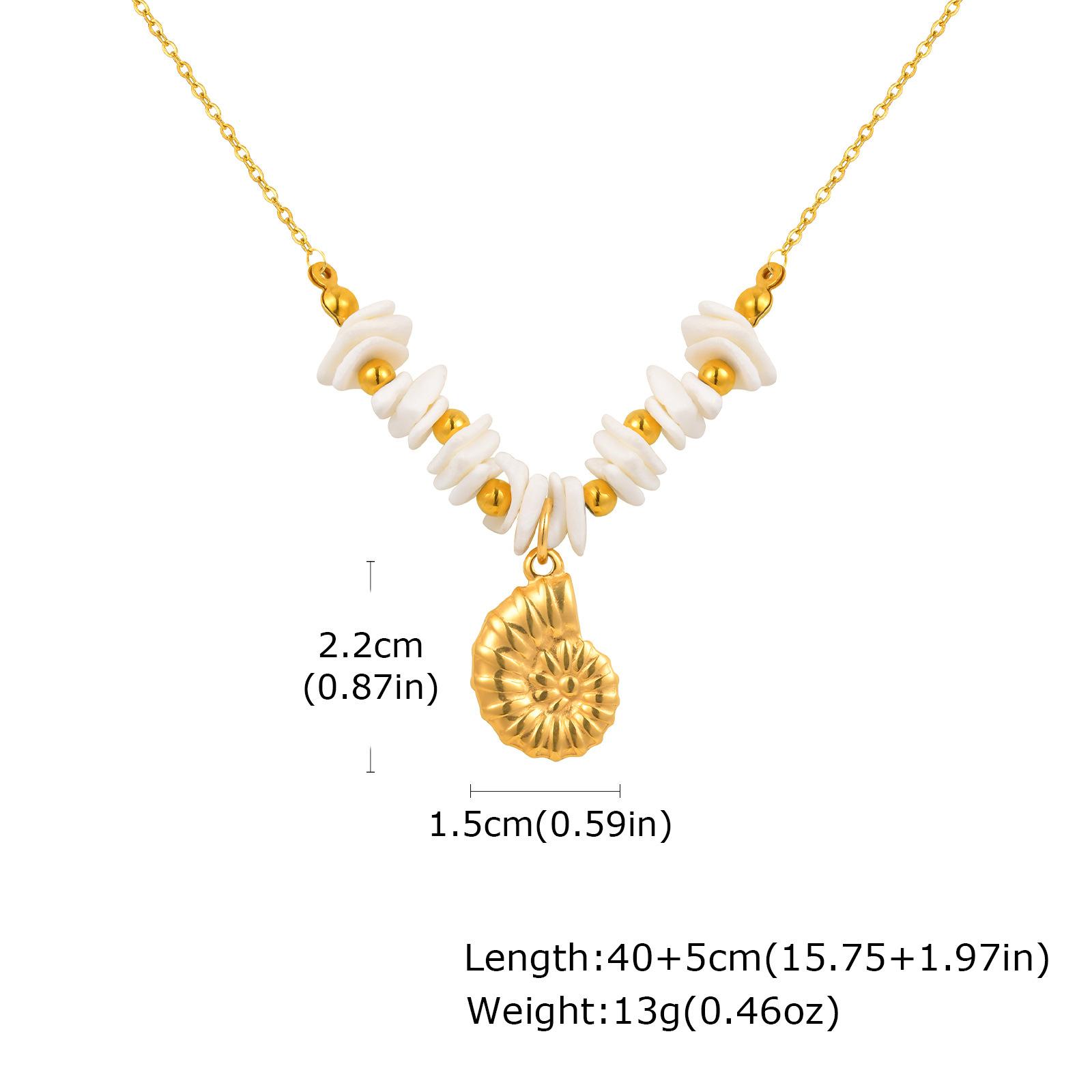 Fashion Jewelry Stainless Steel White Shell Square Conch Gold Necklace Ladies Accessories золотой