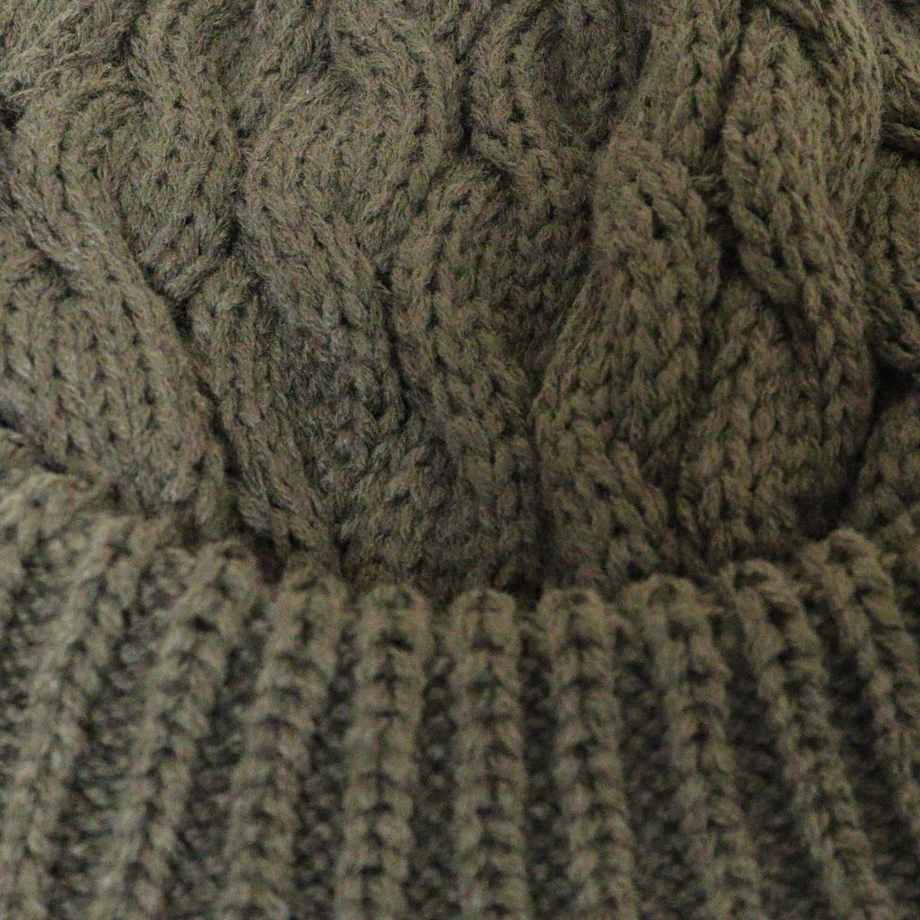 LOGOS Knit Cap with Solid Cable Khaki Brim, Knit,