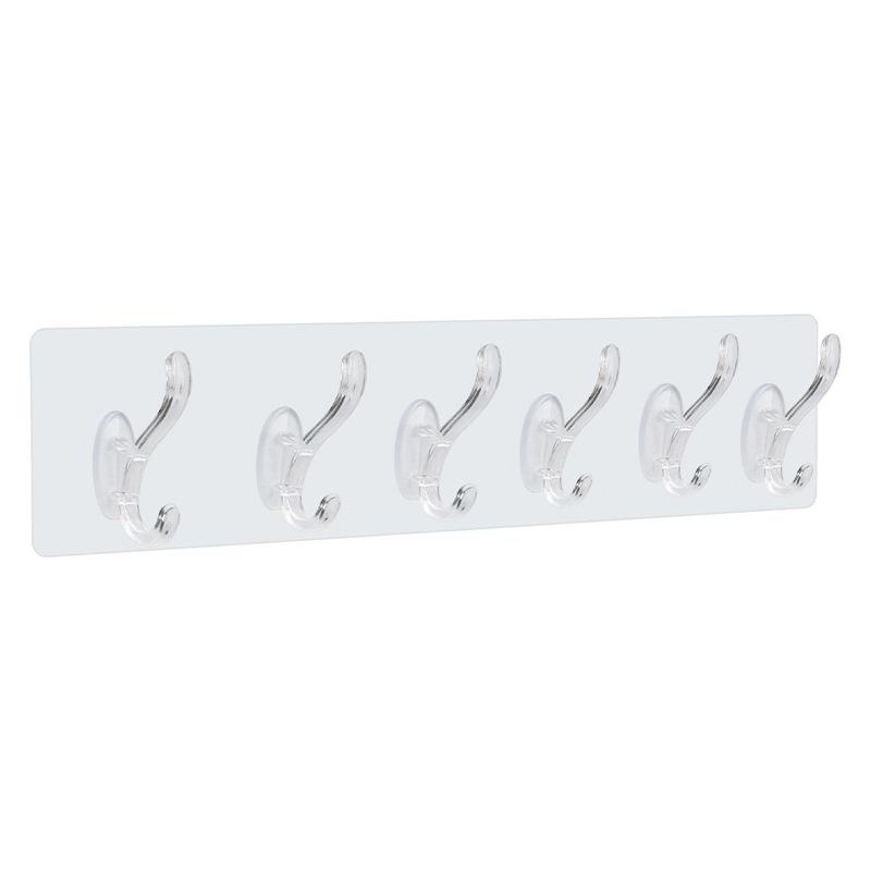 Transparent Row Hook, Six-link Strong Adhesive, No Trace, No Need for Drilling, Door Rear Adhesive Hook