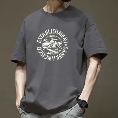 Letter Printed T-shirts for Men In Summer Loose Round Neck Short Sleeved Top Fashionable Trend Pure Cotton T-shirt