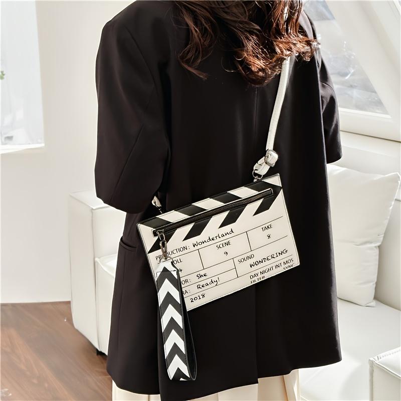 

Сумка кроссбоди с дизайном киношной хлопушки, модная креативная ручная сумка на запястье, клатч-кошелек с киношной хлопушкой для отбивки кадра белый