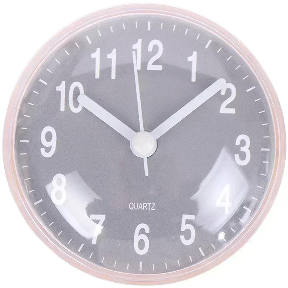 Quartz Wall Clock 7CM Mini Size with Suction Cup Mount Waterproof Anti Fog for Bathroom Kitchen Desk with Clear Numeric Display