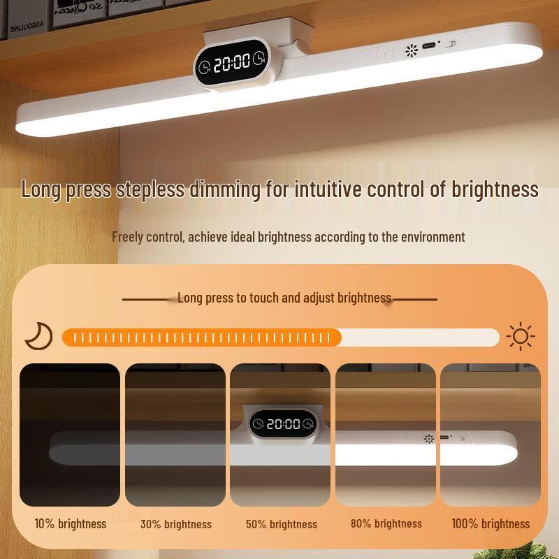Rechargeable LED Desk Lamp with Clock & Eye Protection