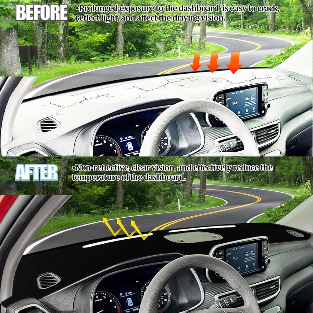 Dash Cover Fit for Hyundai Tucson 2019 2020 2021 Accessories(with Audio Hole) Anti-Skid Center Console Protector Cover Mat Car Dashboard Cover