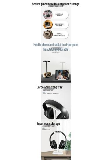 Detachable Metal Headphone Stand - Gaming Headset Holder and Desktop Organizer