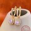 925 Sterling Silver Fashion Simple Square Zircon Hoop Earring for Women Engagement Wedding Luxury High Quality Fine Jewelry