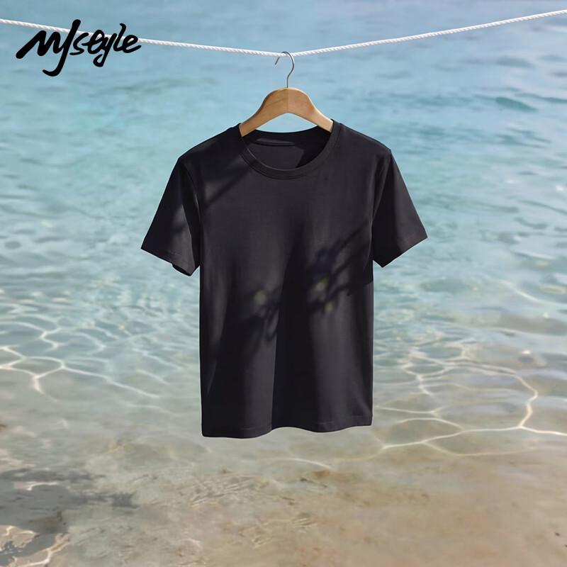 Хлопковая футболка MJ STYLE однотонная с коротким рукавом 2XL чёрный