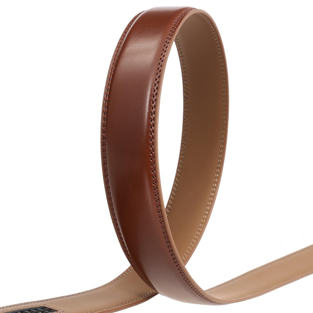 Casual Alloy Automatic Buckle Cowhide Belt, Reverse Pull Design