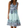 Women Casual Sleeveless Summer Dresses  Spring Patchwork Boho Floral  Cocktail Party  Dress