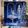 Christmas Ballet Shower Curtain Nutcracker And Tree Print Polyester Bath Curtain With Hooks For Holiday Decor