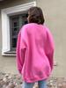 Women's European & American Oversized Fleece Crew Neck Sweatshirt - Solid Color for Autumn/Winter 2025