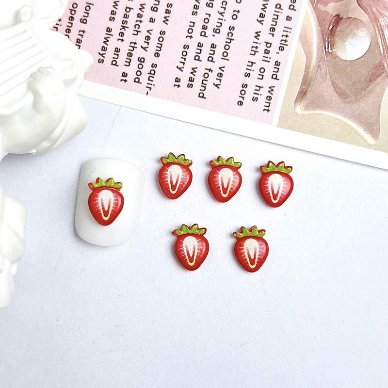 Cute Cartoon Fruit Nail Art Accessories Internet Celebrity New Strawberry Apple Hair Clip Accessories Handmade DIY Resin Accessories