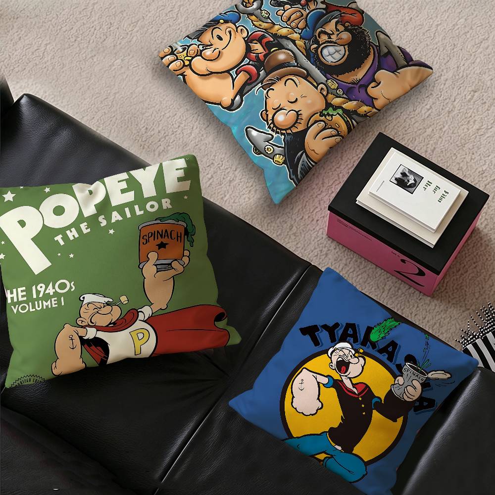 P-PopeyeS The S-Sailor cartoon Pillow Covers Cartoon Sofa Decorative Home Double-sided Printing Short Plush Cute Cushion Cover