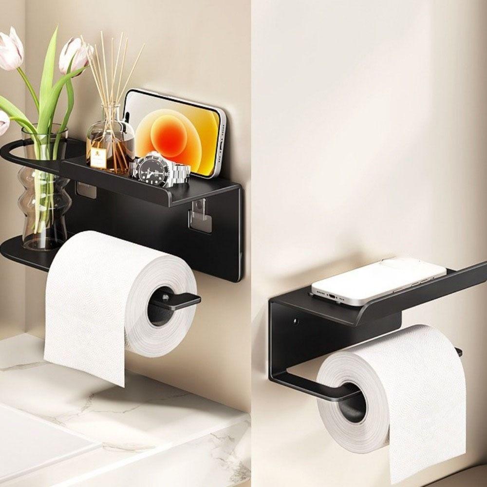 Punch-Free Installation Wall Mount Tissue Roll Rack Bathroom Storage Shelf Home Organization