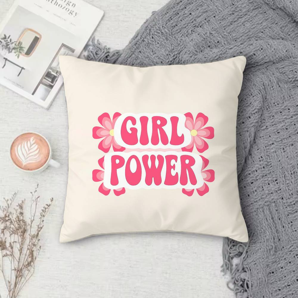 Girl Power Double-Sided Printed Square Pillow Cover Decorative Cushion Cover For Sofa Bedroom Bedside