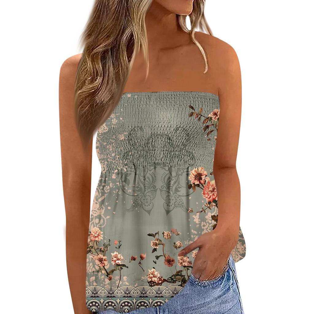 Topy tubowe dla kobiet, słodka seksowna koszulka bez rękawów z nadrukiem na ramionach