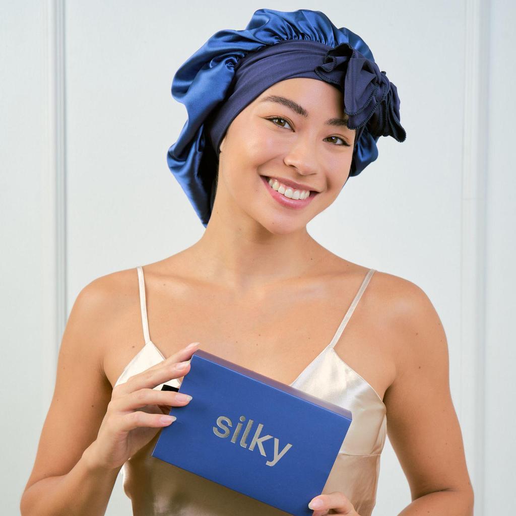 Women's Reversible Double-Layer Satin Nightcap with Ribbon - High Elasticity Round Hat for Hair Protection