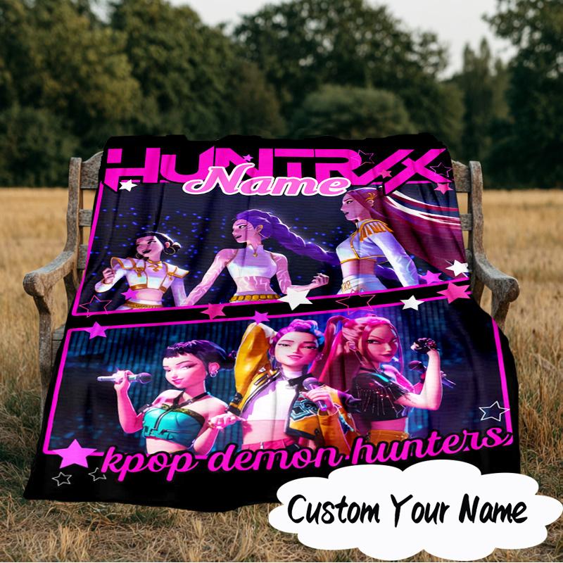 Coperta KPop Cartoon con Nome Personalizzato Coperta Ideale per Letto Perfetta per Viaggi, Campeggio, Soggiorni, Uffici, Divani, Regalo di Natale per Fan