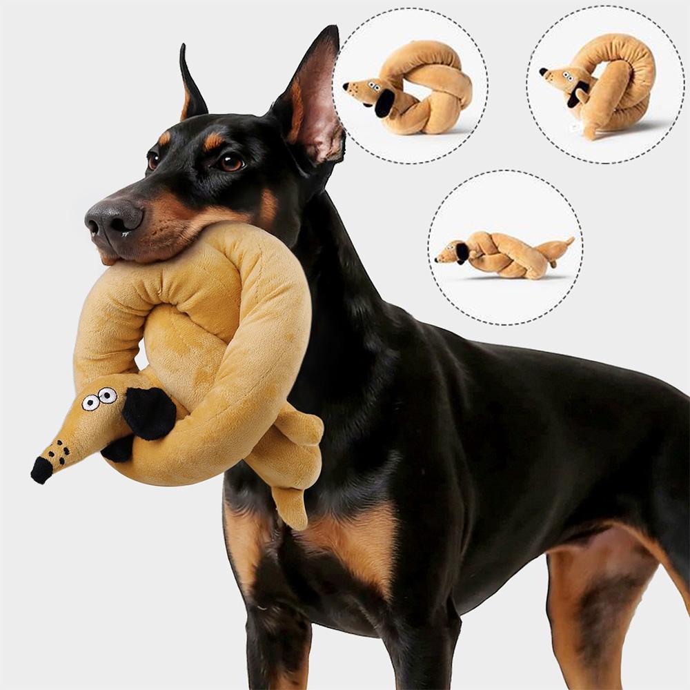 Sausage Dog Toy Creative Sound-making Plush Companion Dog Toy Squeaky Dog Toy Chew Teething Dental Interactive Play Toys