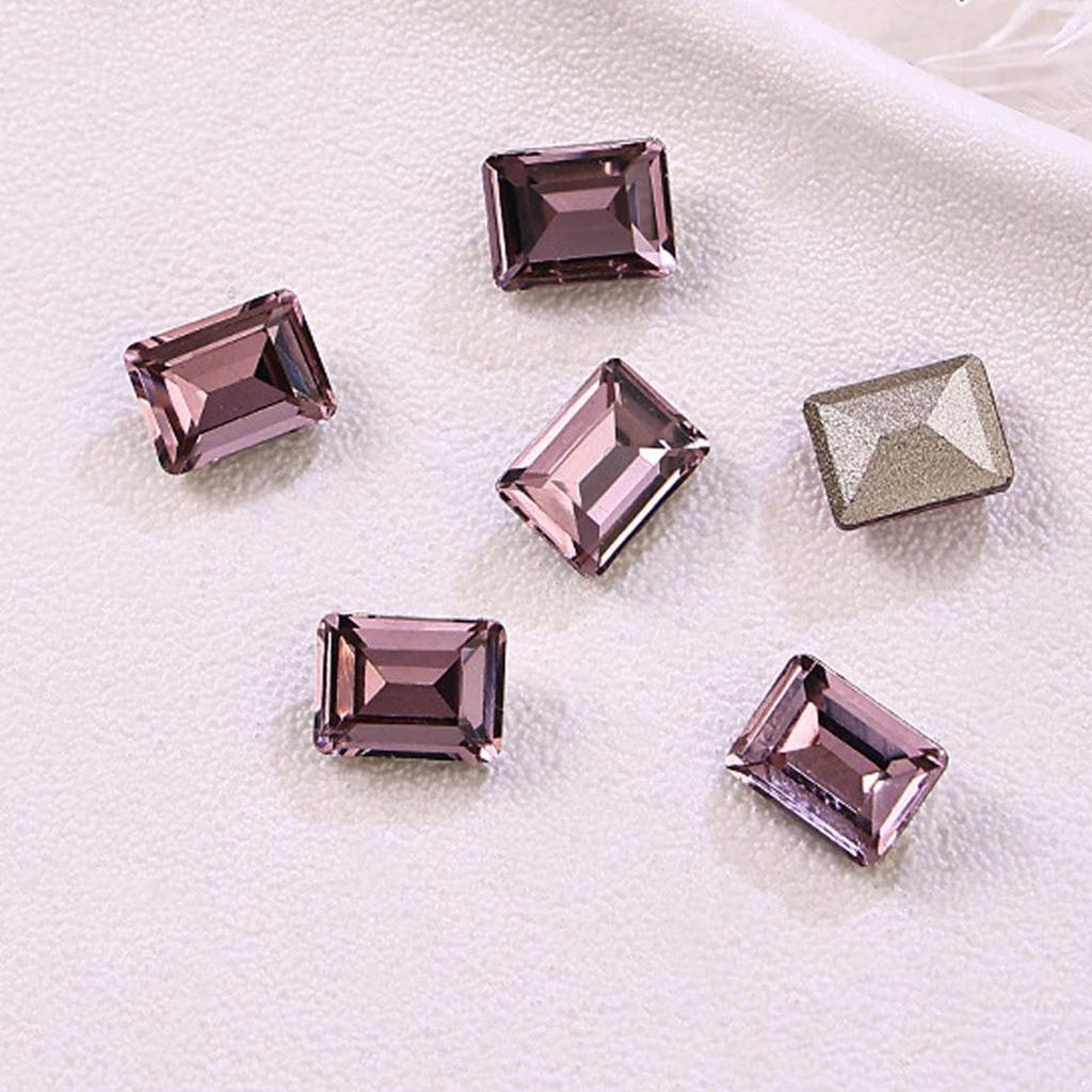 10 Pieces Pink Shiny Rhinestones Nail Art Decorations Mixed Shapes Including Hearts Squares Butterflies Drops for DIY Nail Design Home Salon Party