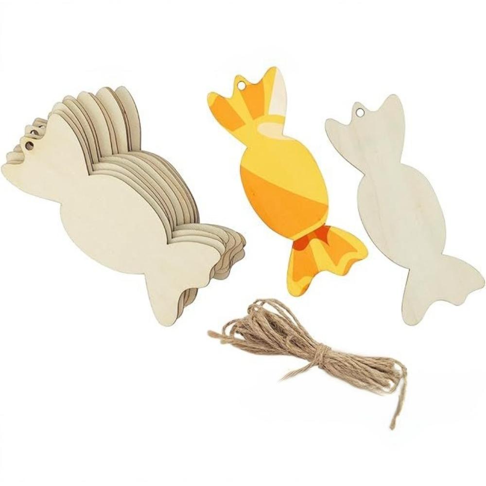 Diy Candy Wooden Handicrafts, Blank Wood Chip Decoration, Unfinished Candy Wood Chip Festival Decoration