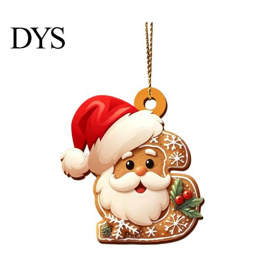 Reusable Acrylic Snowflake Berry Ornaments 2D Flat Christmas Ornaments, Gingerbread Letter Pendant with Santa Claus, Decorative Cookie Initial