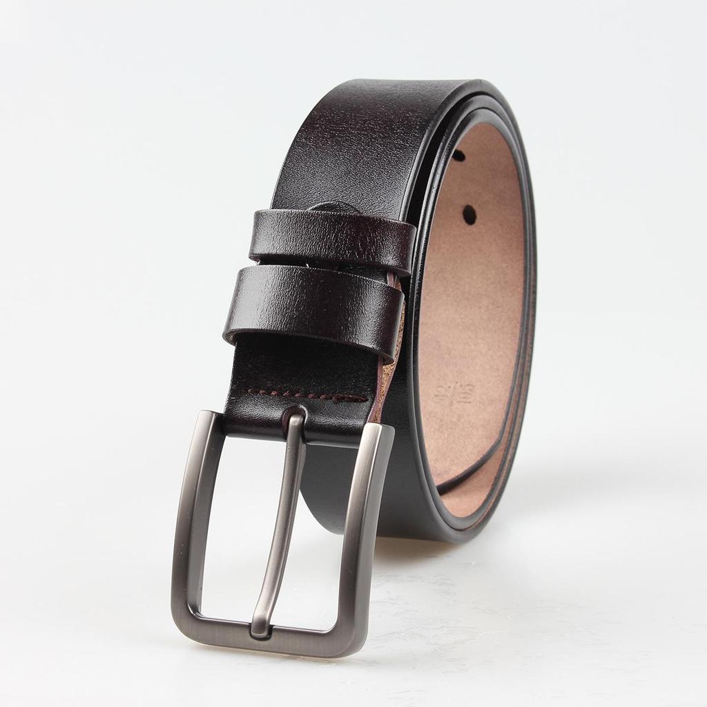 Men's Genuine Leather Casual Belt with Pin Buckle - Full Cowhide Waistband