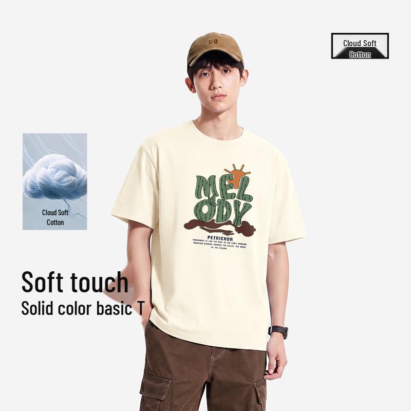 XueZhongFei Men s Heavyweight Cotton Letter Print T-shirt L