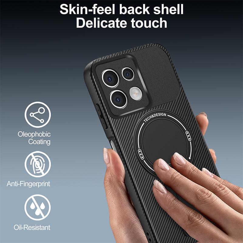 Luxury Black Carbon Fiber Anti Drop Case For Note 13 Note 14 Pro Plus Folding Stand Soft Magnetic Cover Note 13 Pro Case Note 14