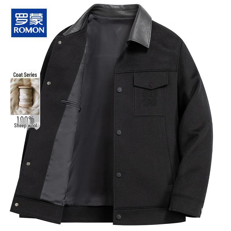 ROMON Men s 100% Pure Wool Thickened Casual Jacket L