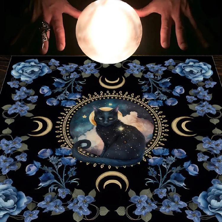 Blumenkatzenmuster Tarot-Tischdecke Astrologie Hexerei Decktuch Wanddekoration