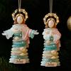 Religious Christmas Decor Sea Glass Jesus Ornament Handmade Hanging Decoration Christian Holiday Coastal Nativity Tree for