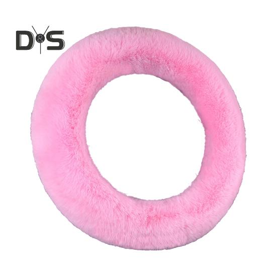

Чехол на руль автомобиля, мягкий, пушистый, теплый, зимний, плюшевый, автомобильные аксессуары для руля 14,5-15 дюймов 38cm розовый