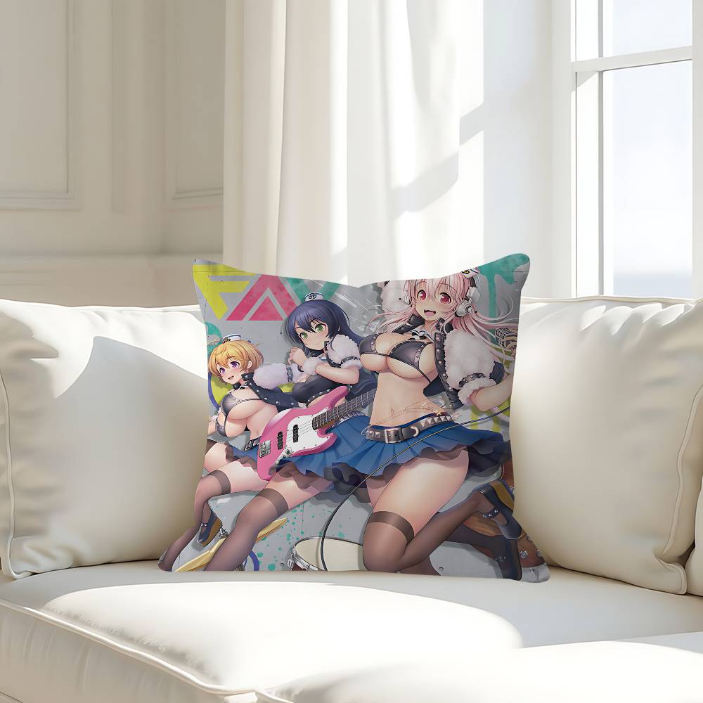 Anime Super Sonico Pillow Case Removable Washable Cushion Cover – All-Season Soft Linen