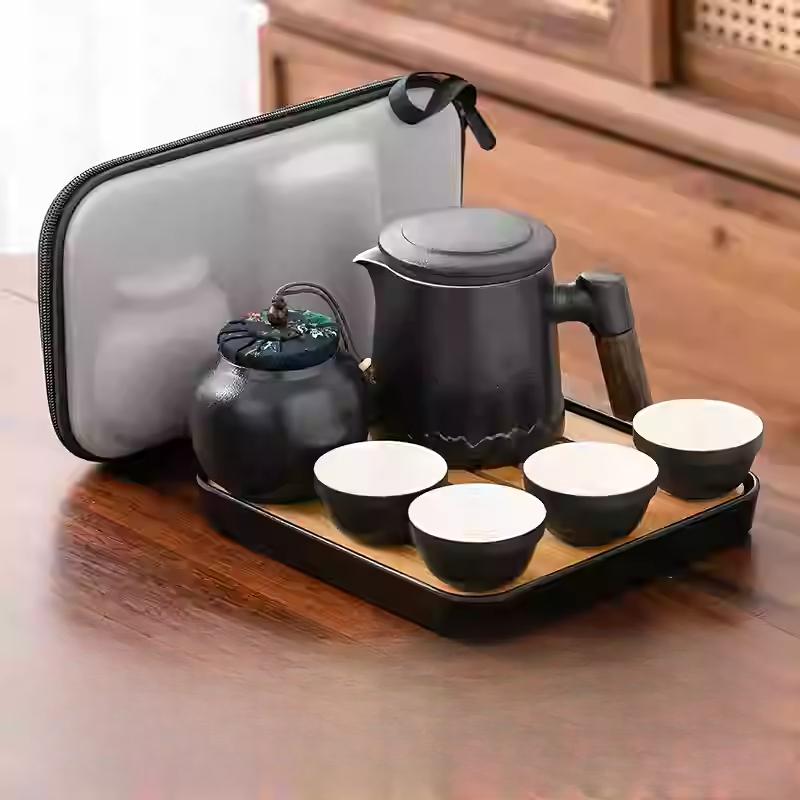 Portable Travel Tea Set Outdoor Portable Kung Fu Brewing Teapot Teacup Small Set Easy Camping Business Trip