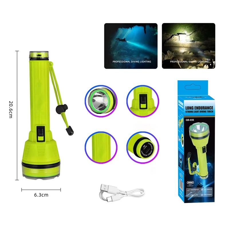 Taşınabilir Şarj Edilebilir Dalış Feneri 350M Sualtı 2 Işık Modu Su Geçirmez Süper Parlak Led Dalgıç Zıpkınla Balık Avı Kafa Lambası