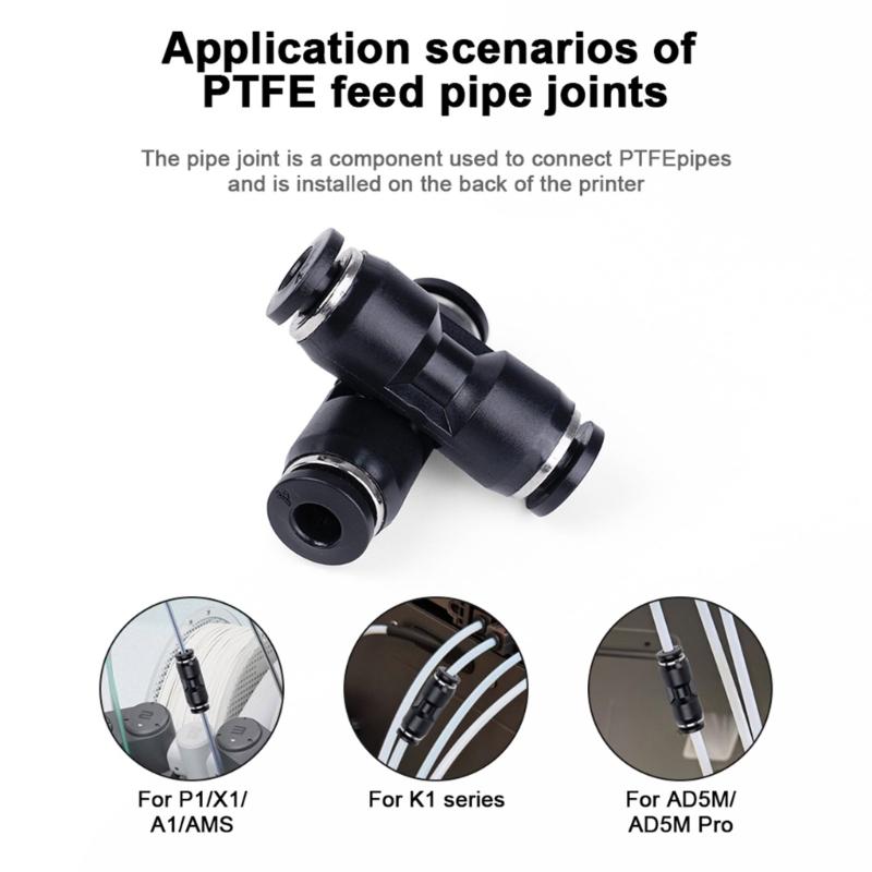 Schwarzer PU4 Rohrverbinder Rohrverbinder Pneumatisches Zufuhrrohr Verlängerungsstück Für PTFE-Rohre In 3D-Druckern