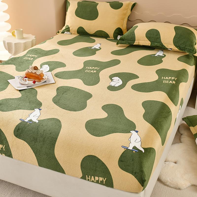 Velvet Fitted Sheet Warm Mattress Cover Simple Style Bed Covers Sabanas Para Cama Home Elastic Bedsheets(No Pillowcase)