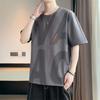 New Summer Fine Steel Stamp Round Neck T-shirt Men's Retro Street Loose Versatile Short Sleeves