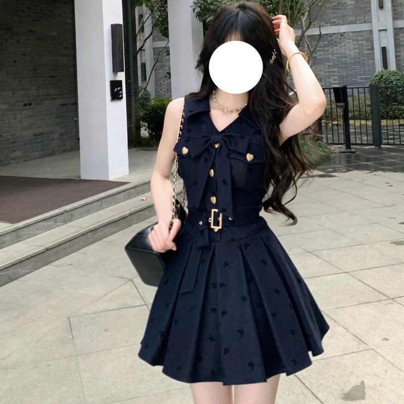 French College Style Sleeveless Blue Dress Children's 2026 New Small Temperament Fluffy Short Skirt Women's