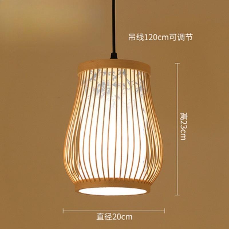 Rattan Bamboo Lantern Pendant Lamps Natural Retro Restaurant Hanging Light Hand-Woven Bamboo Lampshades E27 Lighting Fixtures