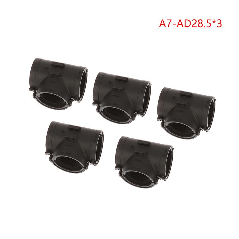 5Pcs T-Shaped Y-Shaped Three-Way Plastic Corrugated Hose Openable Car Wiring Harness Tie Equal Diameter Reducer Shunt