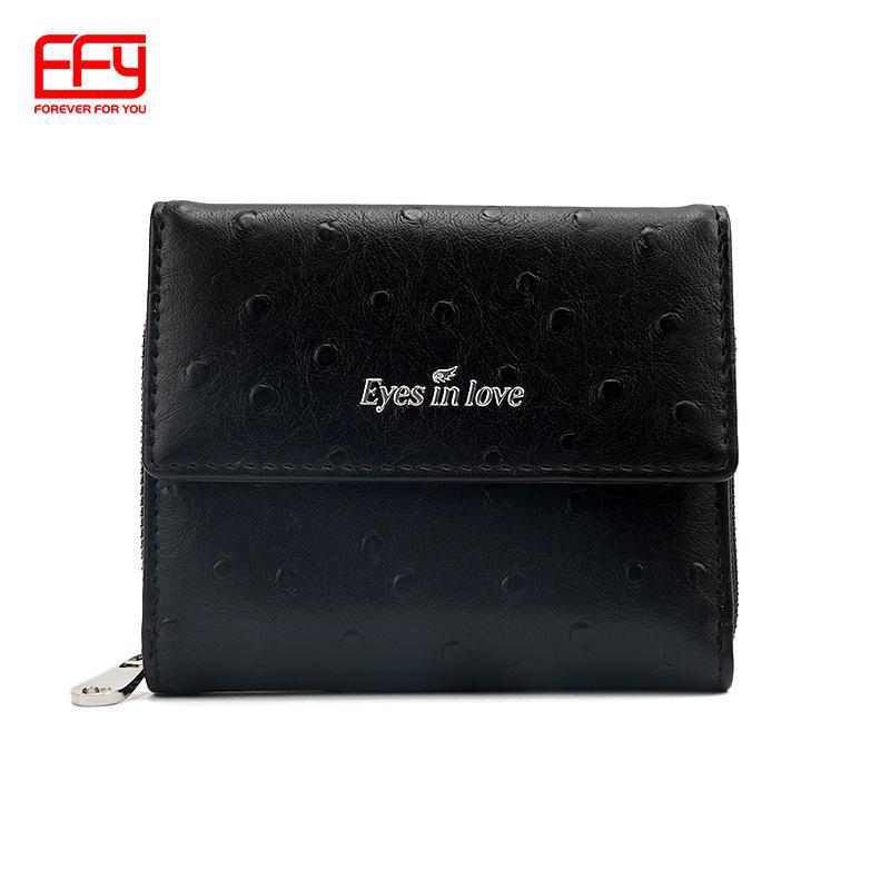 

Мини-кошелек для монет с рисунком страуса, высококачественная искусственная кожа, отделения для нескольких карт, стиль ретро-лес, магнитная застежка для девочек чёрный