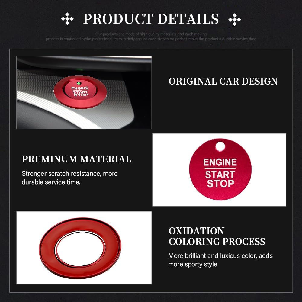 LECART Red Start Button Cover Sticker Fit for Ford Explorer ST XLT Limited Platinum 2024     Auto Interior Accessories Keyless Ignition Decoration