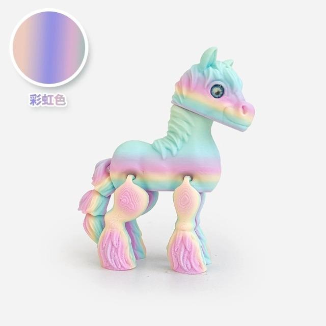2026 Cute Movable Joint 3D Printed Pony Statue Relief Sensory Toy Home Office Desktop Decor Children's Day Gift