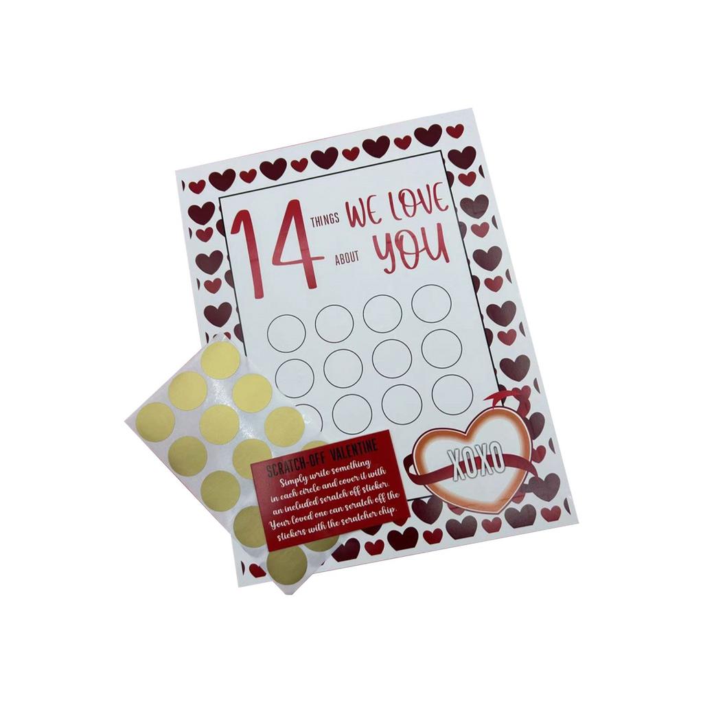 Valentine's Day Scratch Off 14 Things I Love About You 14 Things Option Customized DIY
