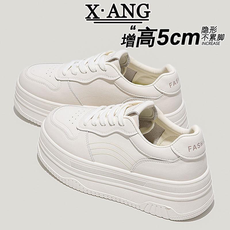 

cm thick-soled heightening women s shoes first-layer cowhide white shoes children s board shoes autumn new casual sports shoes 40