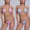 Bikini Xuanlang din Catifea Aurie: 17 Culori, Design Sexy Triunghiular, Costum de Baie Decupat pentru Femei