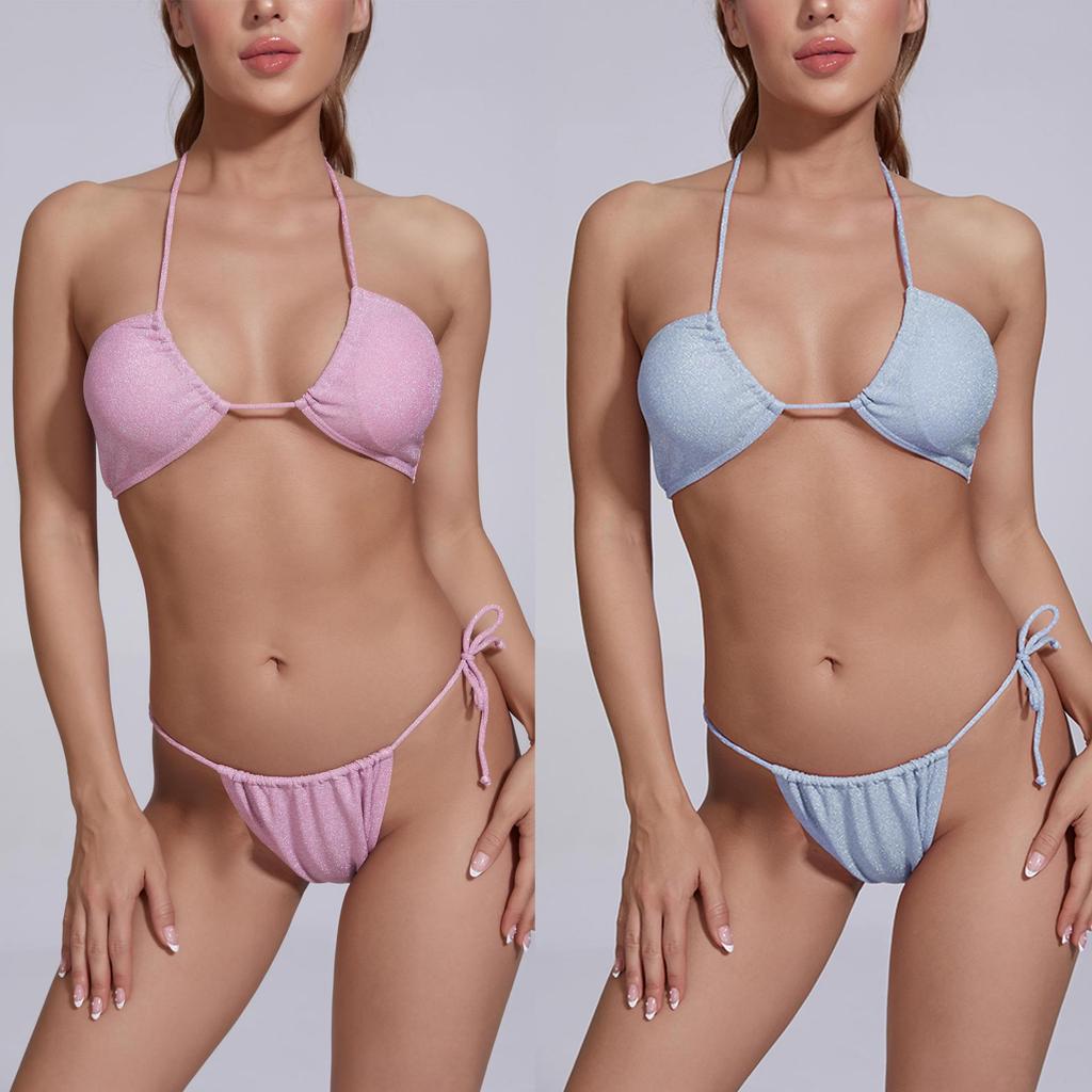 Bikini Xuanlang din Catifea Aurie: 17 Culori, Design Sexy Triunghiular, Costum de Baie Decupat pentru Femei