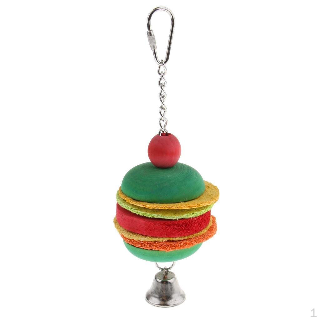 

Shape Pet Bird Toy With Bell Wooden Loofah Chewing Parrot Cage